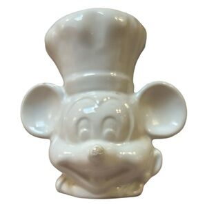 Vintage Disney Chef Mickey Mouse White Ceramic Salt Shaker Defects
